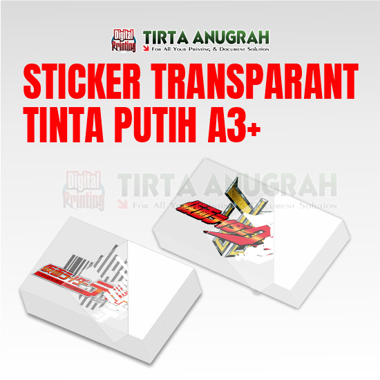 Stiker Transparan Tinta Putih A3+